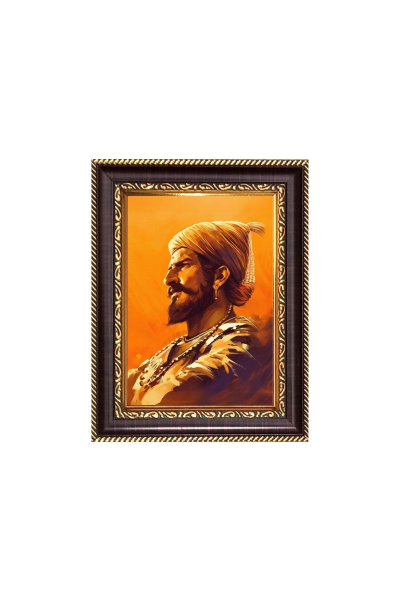 Chhatrapati Shivaji Maharaj Digital Print Photo 6.7x8.7 inches - Vibrant Religious Desk And Wall Art for Home , Office and Temple Decor and Gifting.