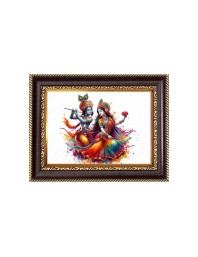 Sri Radha Krishna Digital Print Photo 6.7x8.7 inches - Vibrant Religious Desk And Wall Art for Home , Office and Temple Decor and Gifting.
