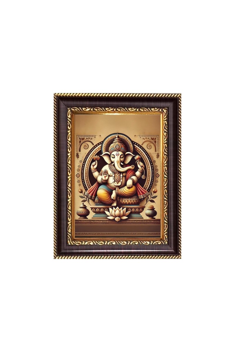 Sri Ganeshji Digital Print Photo 6.7x8.7 inches - Vibrant Religious Desk And Wall Art for Home , Office and Temple Decor and Gifting.
