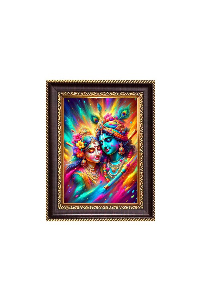 Sri Radha Krishna Digital Print Photo 6.7x8.7 inches - Vibrant Religious Desk And Wall Art for Home , Office and Temple Decor and Gifting.
