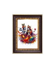 Sri Radha Krishna Digital Print Photo 6.7x8.7 inches - Vibrant Religious Desk And Wall Art for Home , Office and Temple Decor and Gifting.