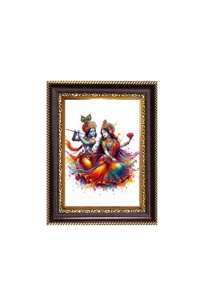 Sri Radha Krishna Digital Print Photo 6.7x8.7 inches - Vibrant Religious Desk And Wall Art for Home , Office and Temple Decor and Gifting.