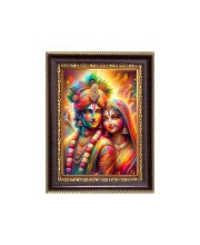 Sri Radha Krishna Digital Print Photo 6.7x8.7 inches - Vibrant Religious Desk And Wall Art for Home , Office and Temple Decor and Gifting.