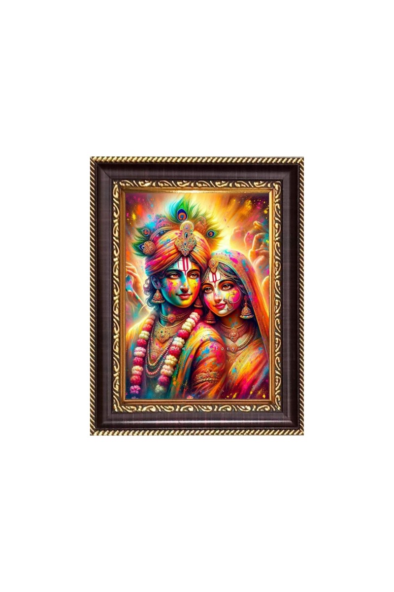 Sri Radha Krishna Digital Print Photo 6.7x8.7 inches - Vibrant Religious Desk And Wall Art for Home , Office and Temple Decor and Gifting.