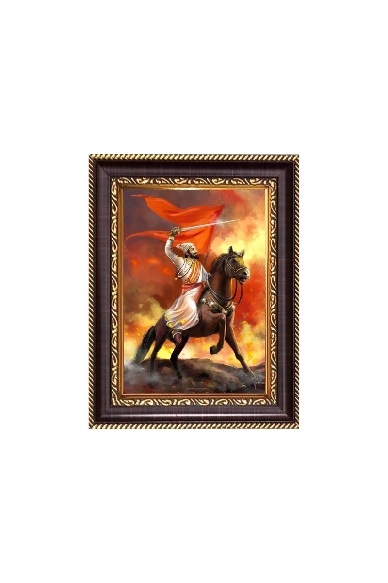 Chhatrapati Shivaji Maharaj Digital Print Photo 6.7x8.7 inches - Vibrant Religious Desk And Wall Art for Home , Office and Temple Decor and Gifting.