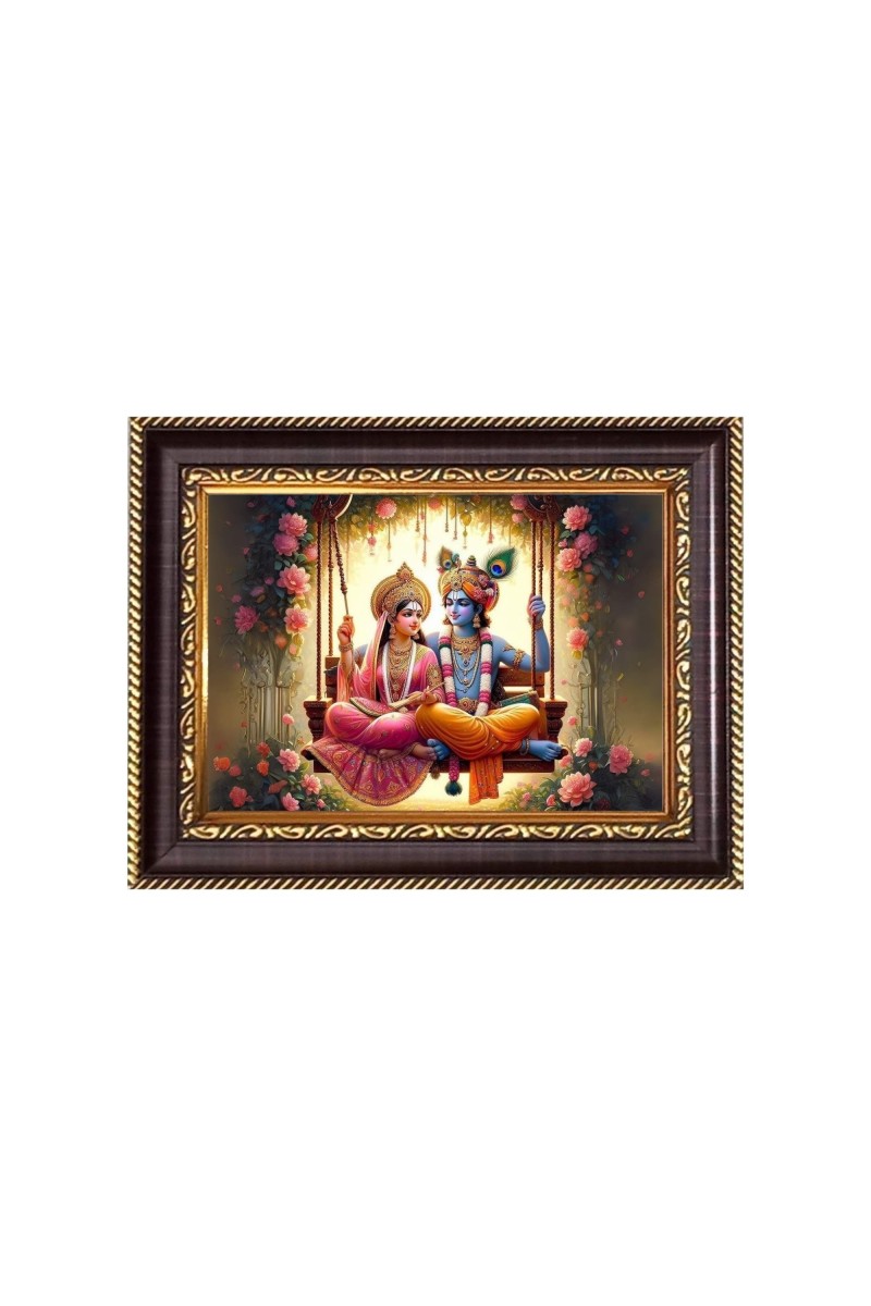 Sri Radha Krishna Digital Print Photo 6.7x8.7 inches - Vibrant Religious Desk And Wall Art for Home , Office and Temple Decor and Gifting.