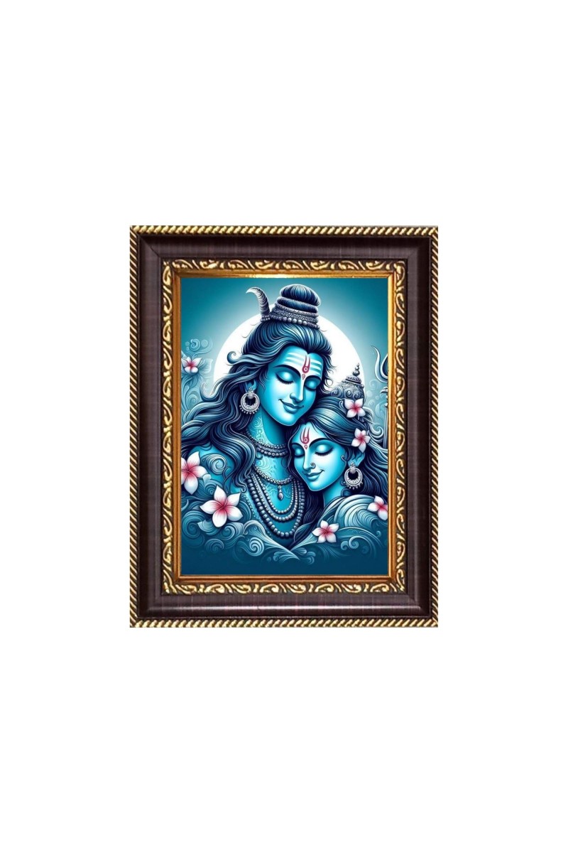 Lord Shiva and Mata Parvati Digital Print Photo 6.7x8.7 inches - Vibrant Religious Desk And Wall Art for Home , Office and Temple Decor and Gifting.