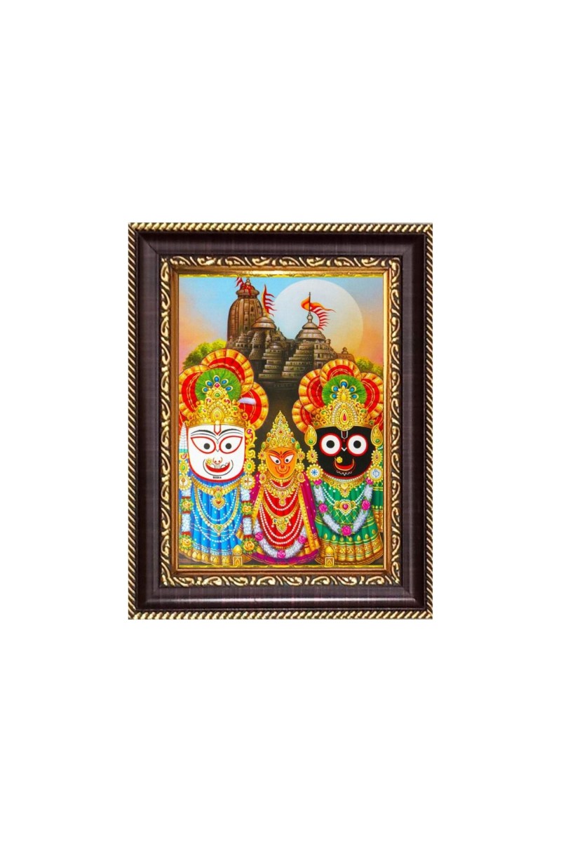 Sri Jagannath, Subhadra and Balaram Digital Print Photo 6.7x8.7 inches - Vibrant Religious Desk And Wall Art for Home , Office and Temple Decor and Gifting.