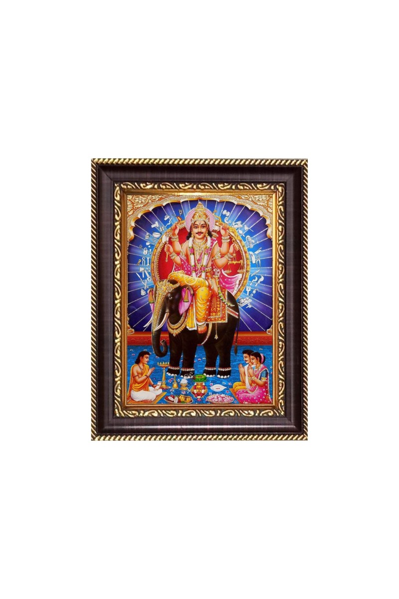 Lord Vishwakarma Digital Print Photo 6.7x8.7 inches - Vibrant Religious Desk And Wall Art for Home , Office and Temple Decor and Gifting.