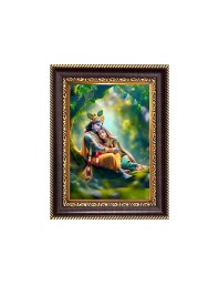 Sri Radha Krishna Digital Print Photo 6.7x8.7 inches - Vibrant Religious Desk And Wall Art for Home , Office and Temple Decor and Gifting.