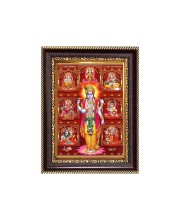 Lord Vishnu and MataLakshmi Digital Print Photo 6.7x8.7 inches - Vibrant Religious Desk And Wall Art for Home , Office and Temple Decor and Gifting.