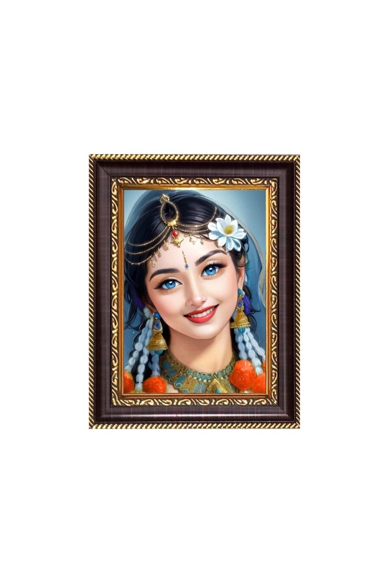 Sri Radha Digital Print Photo 6.7x8.7 inches - Vibrant Religious Desk And Wall Art for Home , Office and Temple Decor and Gifting.