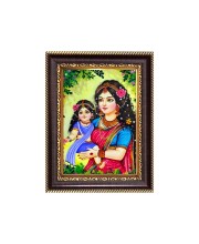 Bal Gopal with Yashoda Maiya Digital Print Photo 6.7x8.7 inches - Vibrant Religious Desk And Wall Art for Home , Office and Temple Decor and Gifting.