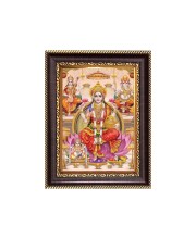 Sri Maa Lakshmi, Sri Ganeshji, Sri Maa Saraswati and Kuber Digital Print Photo 6.7x8.7 inches - Vibrant Religious Desk And Wall Art for Home , Office and Temple Decor and Gifting.