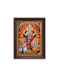 Sri Maa Lakshmi, Sri Ganeshji and Sri Maa Saraswati Digital Print Photo 6.7x8.7 inches - Vibrant Religious Desk And Wall Art for Home , Office and Temple Decor and Gifting.