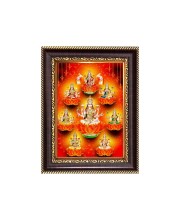 Sri Maa Ashta Lakshmi Digital Print Photo 6.7x8.7 inches - Vibrant Religious Desk And Wall Art for Home , Office and Temple Decor and Gifting.