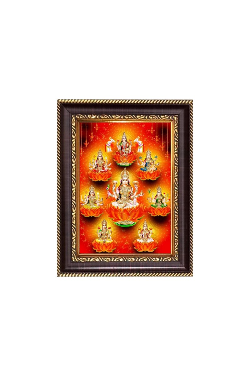Sri Maa Ashta Lakshmi Digital Print Photo 6.7x8.7 inches - Vibrant Religious Desk And Wall Art for Home , Office and Temple Decor and Gifting.