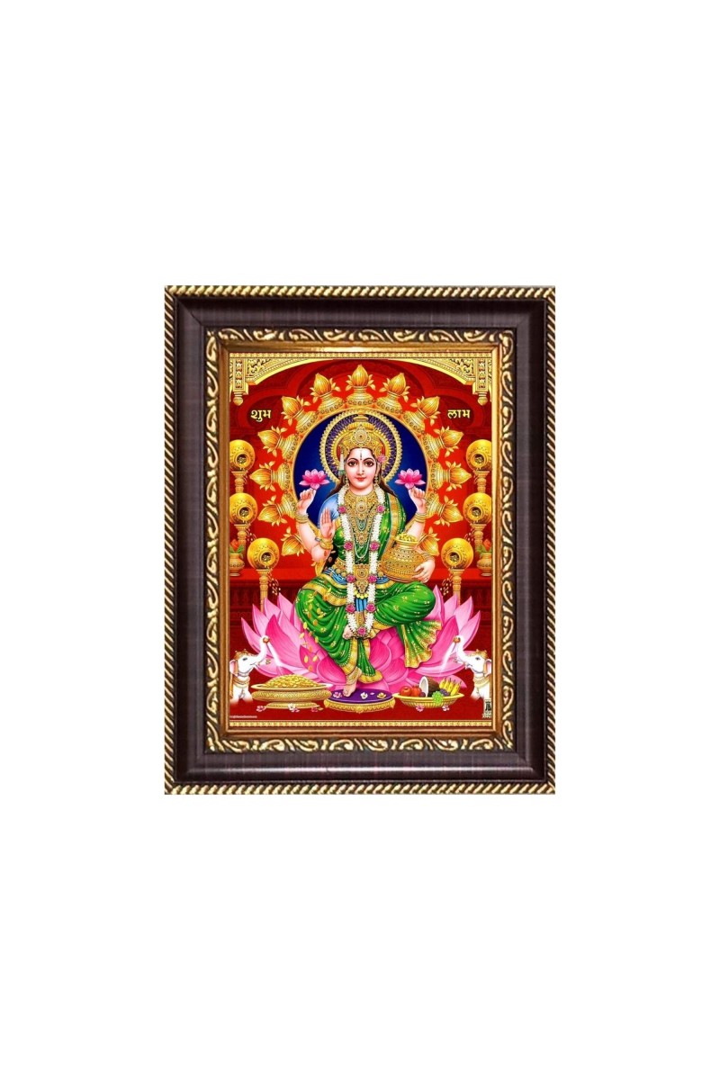 Sri Maa Lakshmi Digital Print Photo 6.7x8.7 inches - Vibrant Religious Desk And Wall Art for Home , Office and Temple Decor and Gifting.