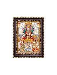 Sri Maa Lakshmi, Sri Ganeshji, Sri Maa Saraswati and Kuber Digital Print Photo 6.7x8.7 inches - Vibrant Religious Desk And Wall Art for Home , Office and Temple Decor and Gifting.
