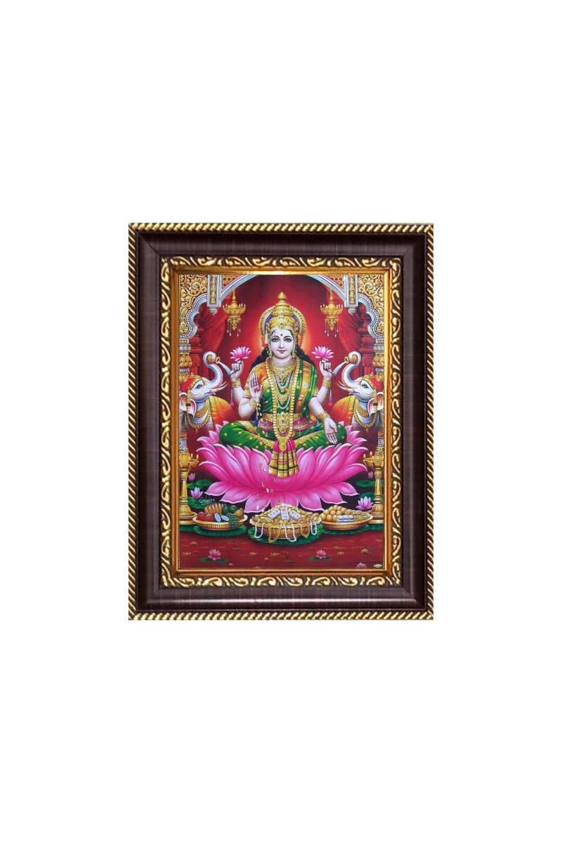Sri Maa Lakshmi Digital Print Photo 6.7x8.7 inches - Vibrant Religious Desk And Wall Art for Home , Office and Temple Decor and Gifting.