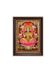 Sri Maa Lakshmi Digital Print Photo 6.7x8.7 inches - Vibrant Religious Desk And Wall Art for Home , Office and Temple Decor and Gifting.