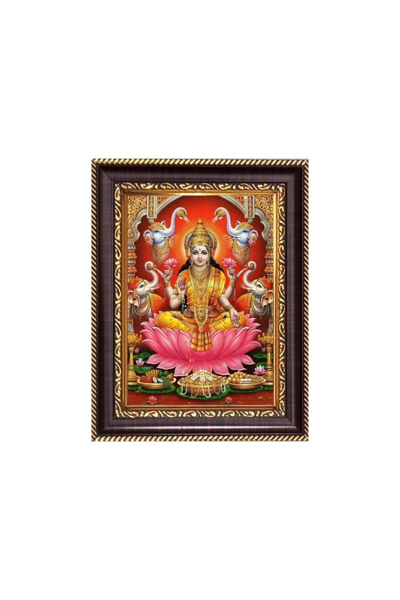 Sri Maa Lakshmi Digital Print Photo 6.7x8.7 inches - Vibrant Religious Desk And Wall Art for Home , Office and Temple Decor and Gifting.