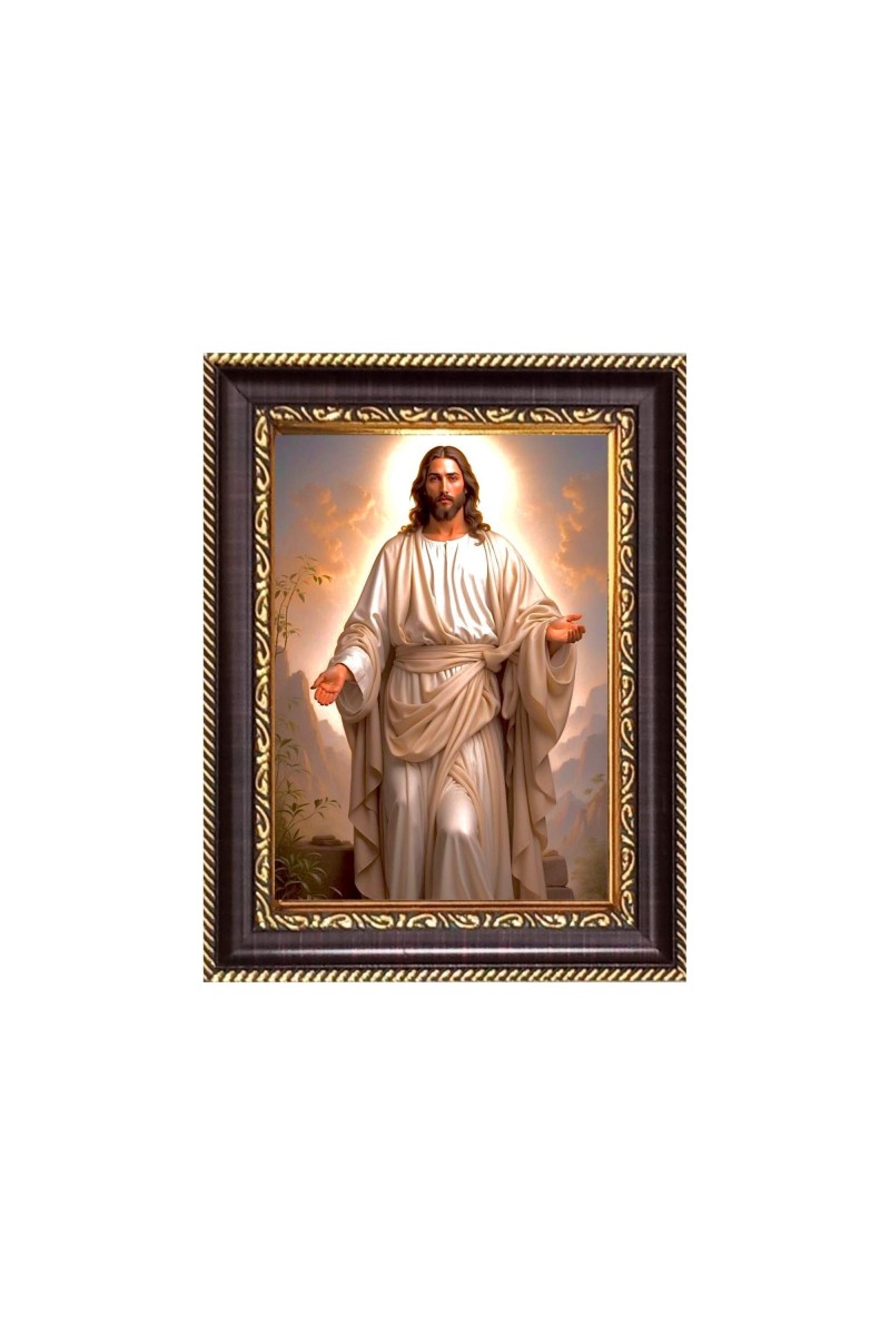 Lord Jesus Christ Digital Print Photo 6.7x8.7 inches - Vibrant Religious Desk And Wall Art for Home , Office and Temple Decor and Gifting.