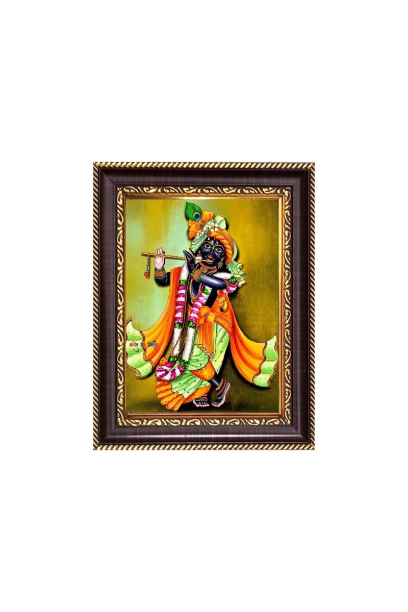 Sri Krishna Digital Print Photo 6.7x8.7 inches - Vibrant Religious Desk And Wall Art for Home , Office and Temple Decor and Gifting.