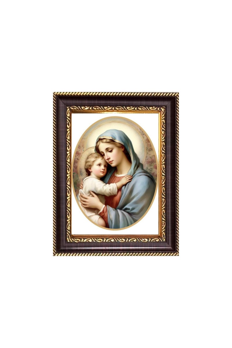Mother Mary and Baby Jesus Digital Print Photo 6.7x8.7 inches - Vibrant Religious Desk And Wall Art for Home , Office and Temple Decor and Gifting.