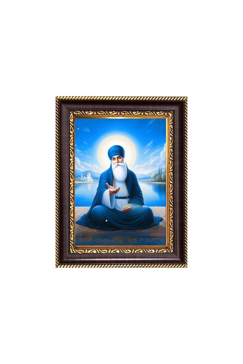 Sri Guru Nanak Digital Print Photo 6.7x8.7 inches - Vibrant Religious Desk And Wall Art for Home , Office and Temple Decor and Gifting.
