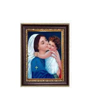 Mother Mary and Baby Jesus Digital Print Photo 6.7x8.7 inches - Vibrant Religious Desk And Wall Art for Home , Office and Temple Decor and Gifting.