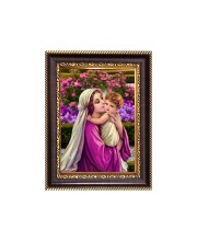 Mother Mary and Baby Jesus Digital Print Photo 6.7x8.7 inches - Vibrant Religious Desk And Wall Art for Home , Office and Temple Decor and Gifting.