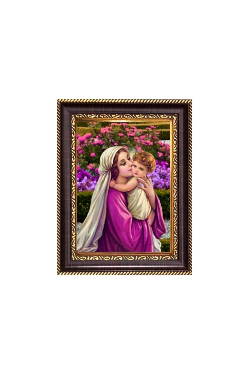 Mother Mary and Baby Jesus Digital Print Photo 6.7x8.7 inches - Vibrant Religious Desk And Wall Art for Home , Office and Temple Decor and Gifting.