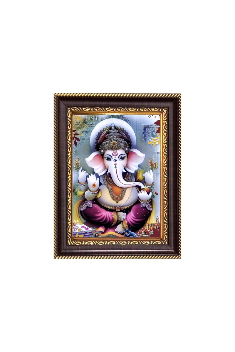 Sri Ganeshji Digital Print Photo 6.7x8.7 inches - Vibrant Religious Desk And Wall Art for Home , Office and Temple Decor and Gifting.