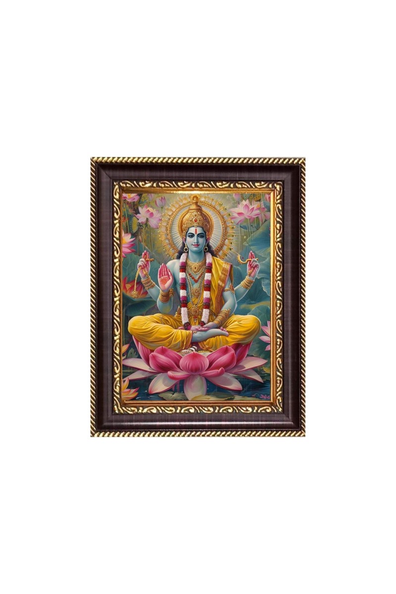 Lord Vishnu Digital Print Photo 6.7x8.7 inches - Vibrant Religious Desk And Wall Art for Home , Office and Temple Decor and Gifting.