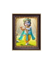 Sri Krishna Digital Print Photo 6.7x8.7 inches - Vibrant Religious Desk And Wall Art for Home , Office and Temple Decor and Gifting.