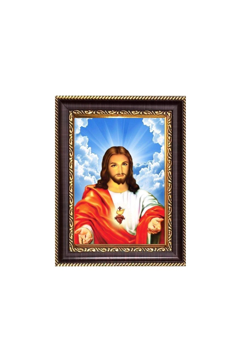 Lord Jesus Christ Digital Print Photo 6.7x8.7 inches - Vibrant Religious Desk And Wall Art for Home , Office and Temple Decor and Gifting.