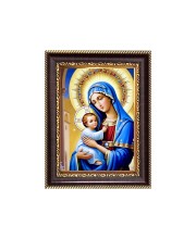 Mother Mary and Child Jesus Digital Print Photo 6.7x8.7 inches - Vibrant Religious Desk And Wall Art for Home , Office and Temple Decor and Gifting.