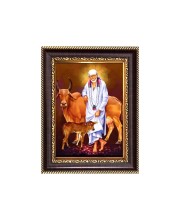 Sri Sai Baba Digital Print Photo 6.7x8.7 inches - Vibrant Religious Desk And Wall Art for Home , Office and Temple Decor and Gifting.