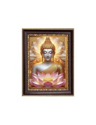 Lord Buddha Digital Print Photo 6.7x8.7 inches - Vibrant Religious Desk And Wall Art for Home , Office and Temple Decor and Gifting.