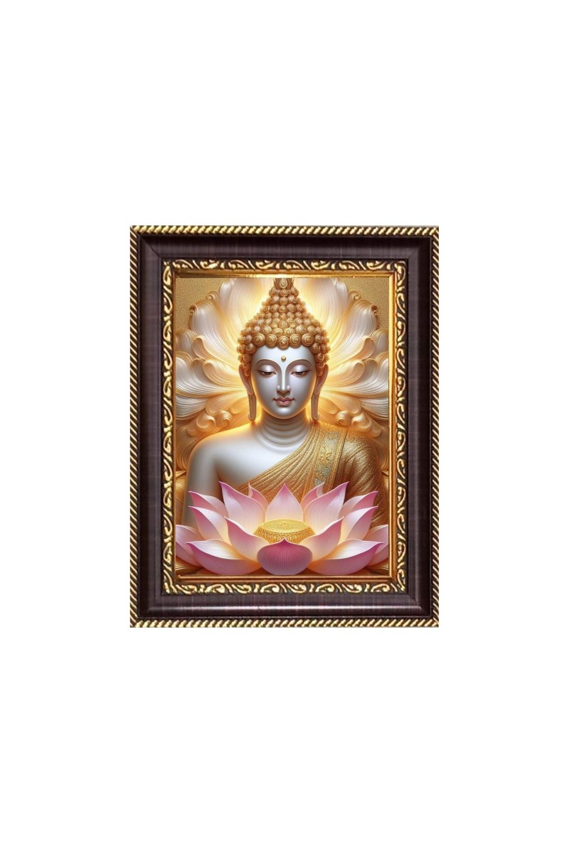 Lord Buddha Digital Print Photo 6.7x8.7 inches - Vibrant Religious Desk And Wall Art for Home , Office and Temple Decor and Gifting.