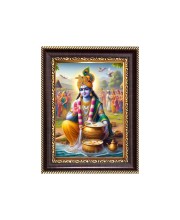 Sri Krishna Digital Print Photo 6.7x8.7 inches - Vibrant Religious Desk And Wall Art for Home , Office and Temple Decor and Gifting.