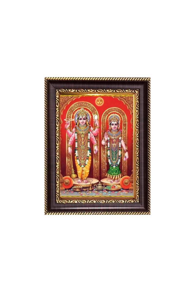  Sri Laxmi-Narayan Digital Print Photo 6.7x8.7 inches - Vibrant Religious Desk And Wall Art for Home , Office and Temple Decor and Gifting.