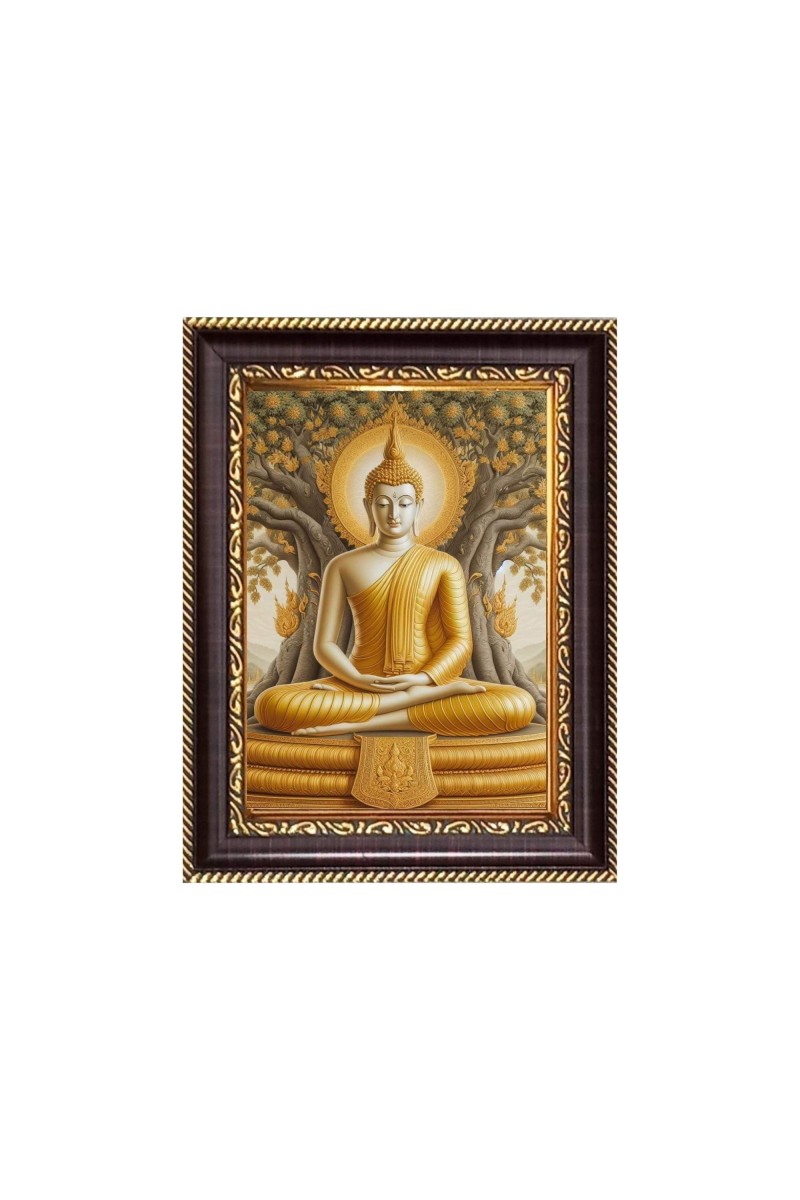 Lord Buddha Digital Print Photo 6.7x8.7 inches - Vibrant Religious Desk And Wall Art for Home , Office and Temple Decor and Gifting.