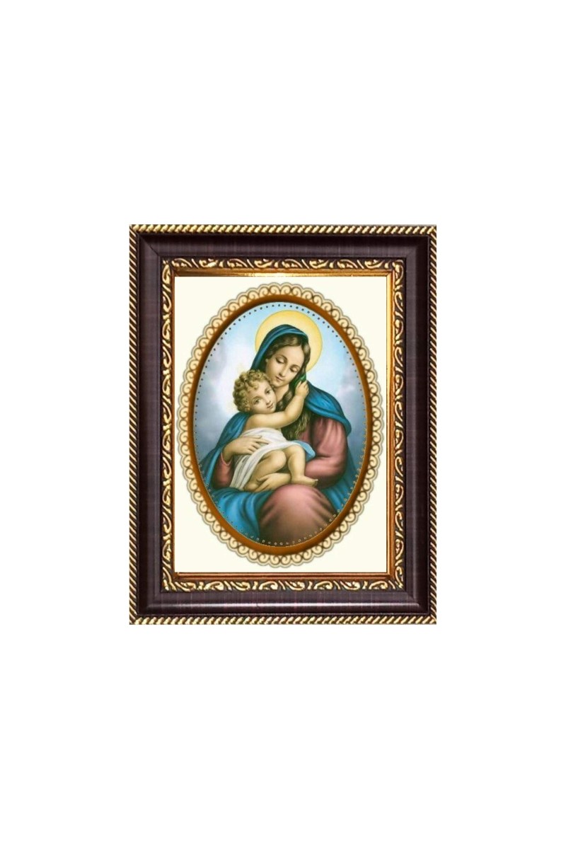 Mother Mary and Baby Jesus Digital Print Photo 6.7x8.7 inches - Vibrant Religious Desk And Wall Art for Home , Office and Temple Decor and Gifting.