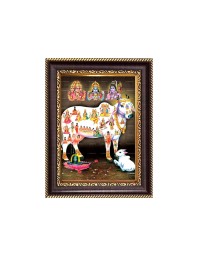 Kamdhenu Cow, Sri Brahma, Sri Vishnu and Lord Shiva Digital Print Photo 6.7x8.7 inches - Vibrant Religious Desk And Wall Art for Home , Office and Temple Decor and Gifting.