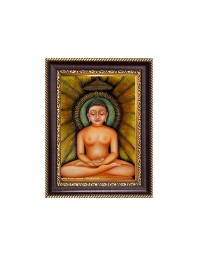 Sri Araaka Sri Aadinath Bhagwan Mahaveer Digital Print Photo 6.7x8.7 inches - Vibrant Religious Desk And Wall Art for Home , Office and Temple Decor and Gifting.