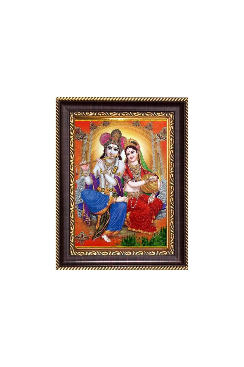 Sri Radha Krishna Digital Print Photo 6.7x8.7 inches - Vibrant Religious Desk And Wall Art for Home , Office and Temple Decor and Gifting.