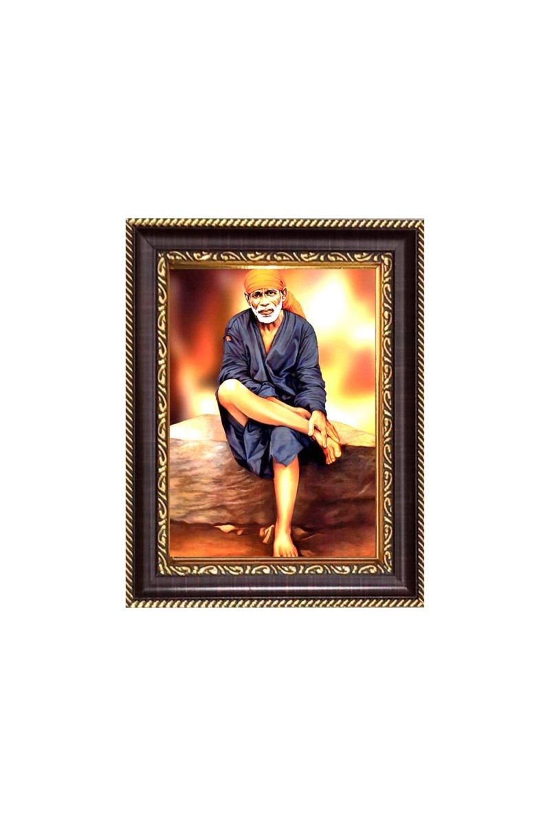 Sri Sai Baba Digital Print Photo 6.7x8.7 inches - Vibrant Religious Desk And Wall Art for Home , Office and Temple Decor and Gifting.