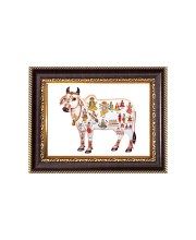 Kamdhenu Cow Digital Print Photo 6.7x8.7 inches - Vibrant Religious Desk And Wall Art for Home , Office and Temple Decor and Gifting.